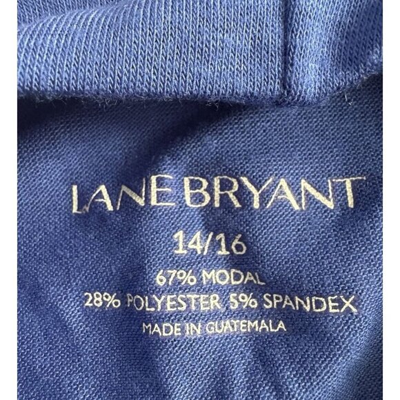 Lane Bryant 14/16-XL Solid Royal Blue Mock Neck Modal Blend Short Sleeve Top - Picture 6 of 6